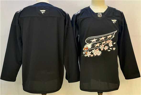 Men%27s Washington Capitals Blank Black Cherry Blossom Stitched Jersey->washington capitals->NHL Jersey